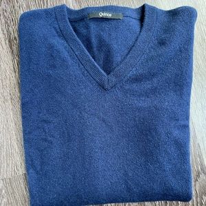 Quince Mens 100% Cashmere sweater Large Navy Blue NWOT